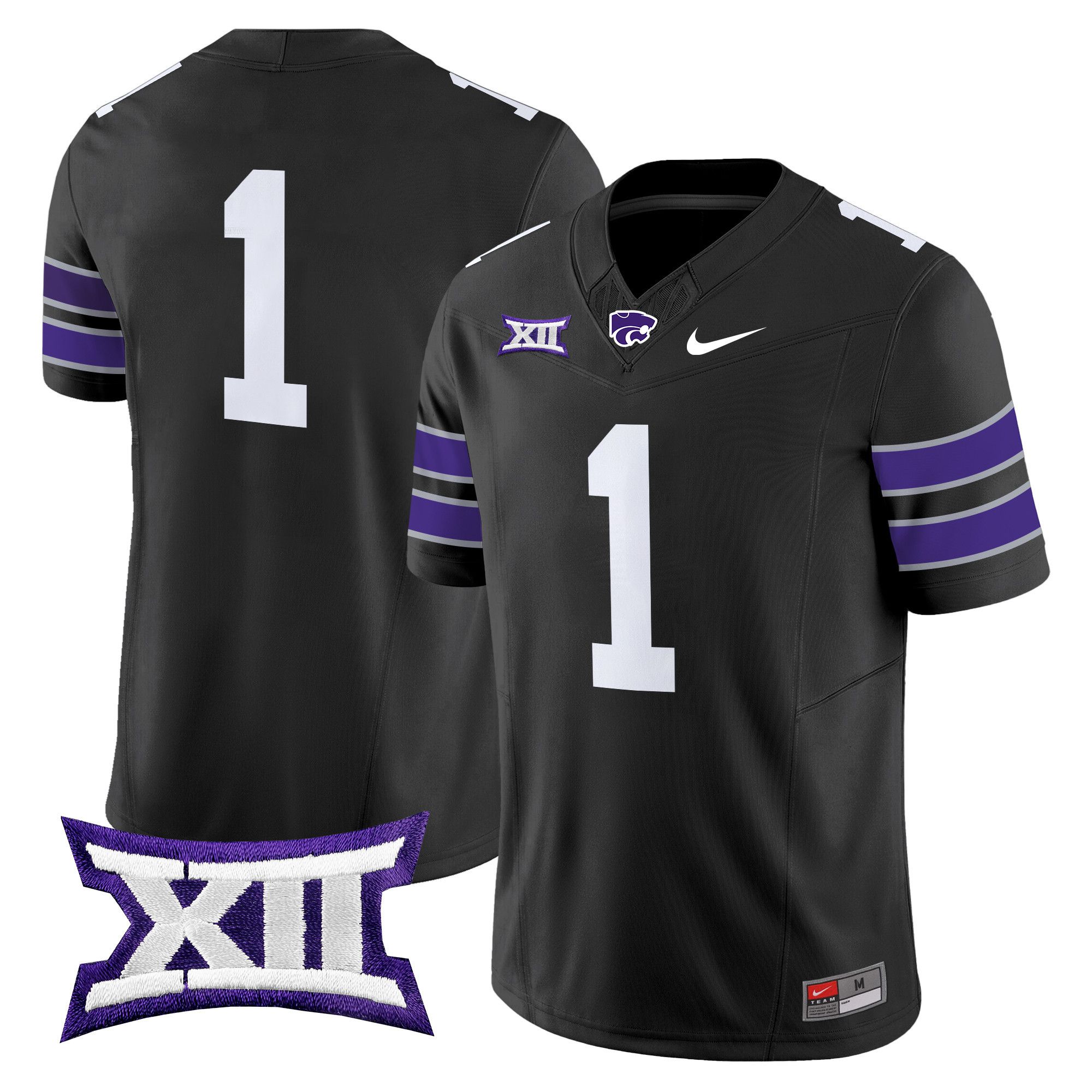 Men Kansas State Wildcats #1 No Name Black Nike 2024 Vapor Limited NCAA Jersey style 1->ncaa teams->NCAA Jersey